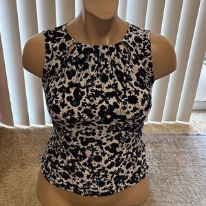 Tommy Hilfiger Black & White Floral Camisole with Green Accents